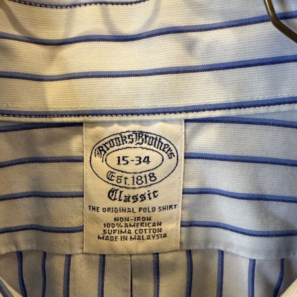 Brooks Brothers Classic Blue Striped Dress Shirt - Picture 2 of 6